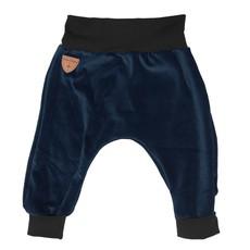 Organic velour pants Hygge mini with growth adaption, dark blue via Frija Omina