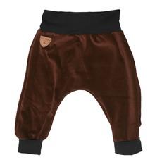 Organic velour pants Hygge mini with growth adaption, brown via Frija Omina