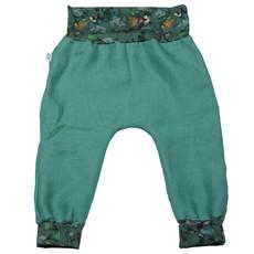 Organic hemp kids trousers with groth adaption sea green + Ginko via Frija Omina