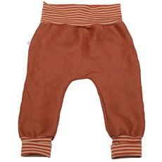 Organic hemp kids trousers with groth adaption rust + stripes via Frija Omina