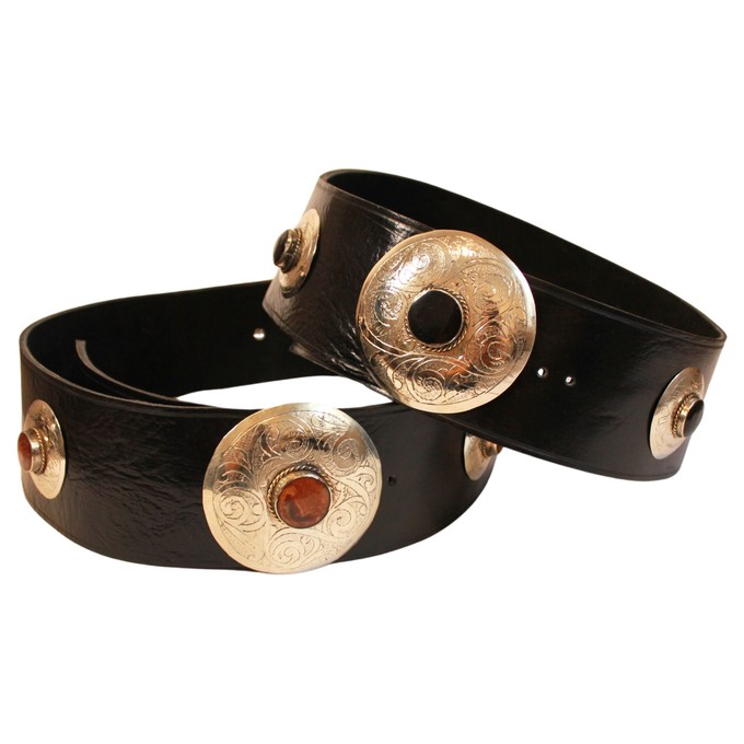 Black Leather Belt with Metal Details from Abury