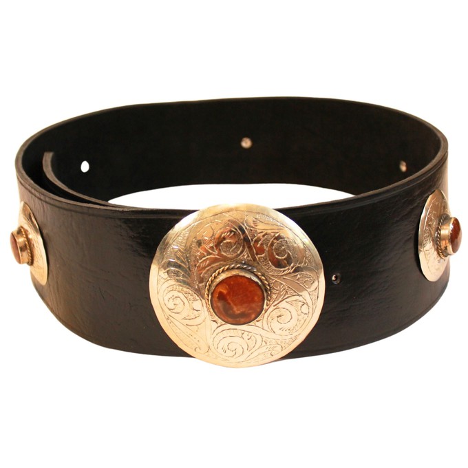 Black Leather Belt with Metal Details from Abury