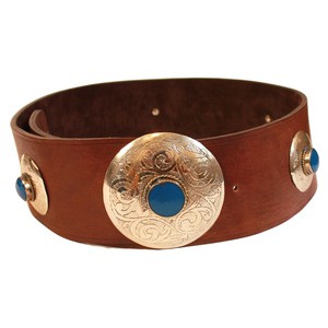 Brown Leather Belt with Metal Details from Abury