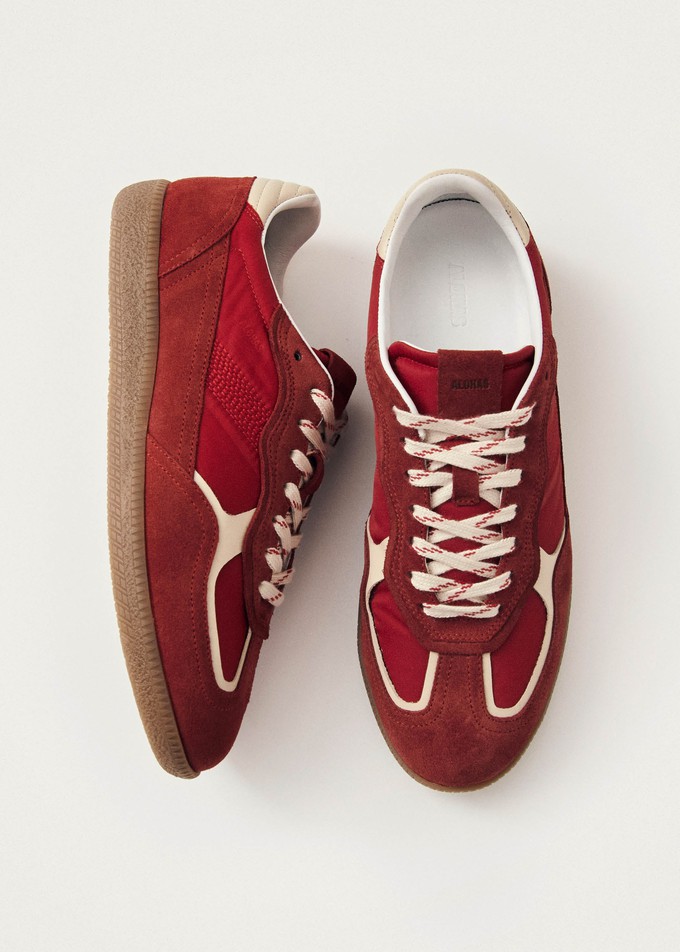 Red leather sneakers online