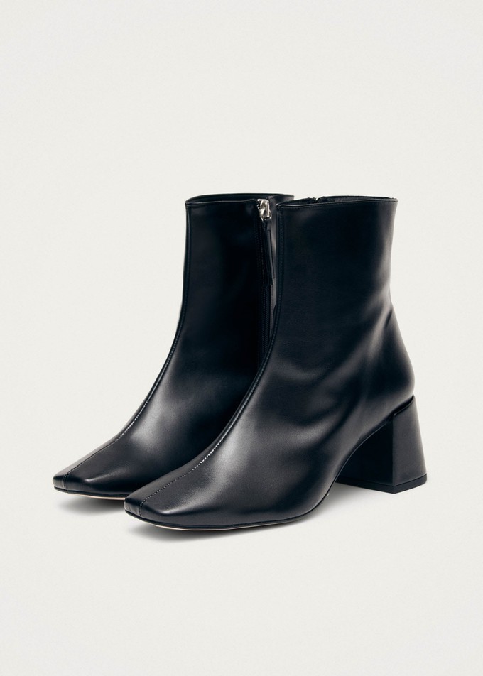 Watercolor Black Vegan Leather Ankle Boots from Alohas