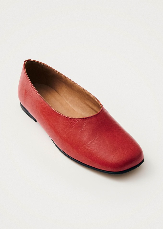 Project Cece Edie Red Leather Ballet Flats