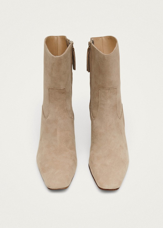 Project Cece Nash Suede Beige Leather Ankle Boots