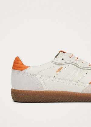 Tb.490 Rife Grain White Orange Leather Sneakers from Alohas