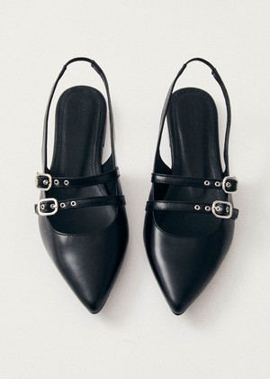 Wren Black Leather Ballet Flats from Alohas