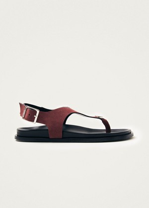 Harbor Suede Burgundy Leather Sandals from Alohas