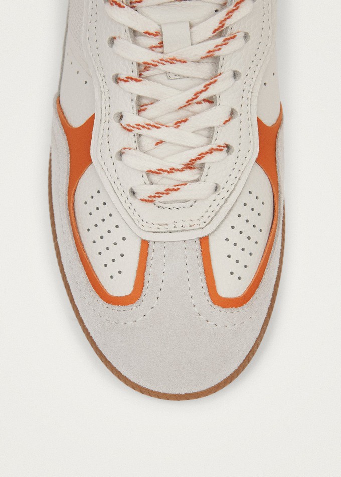 Tb.490 Rife Grain White Orange Leather Sneakers from Alohas