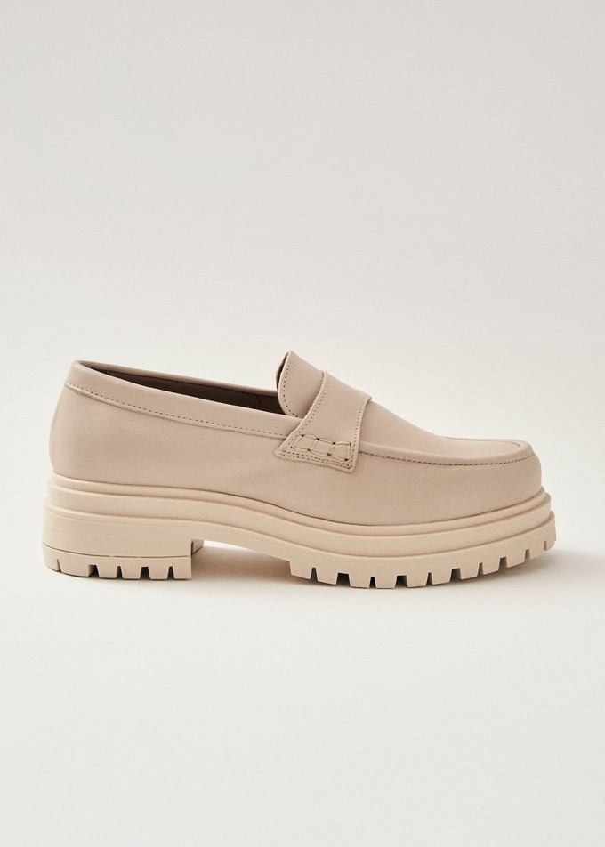 Obsidian Cream Leather Loafers from Alohas