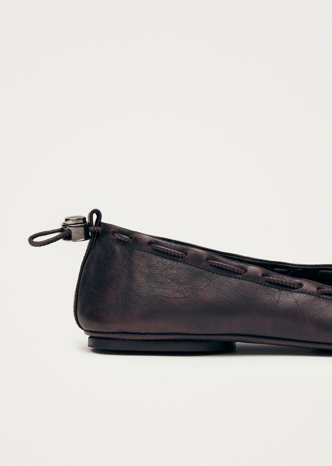 Gill Brushed Burgundy Leather Ballet Flats from Alohas