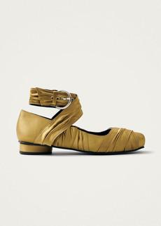 Volant Silky Dark Gold Ballet Flats via Alohas