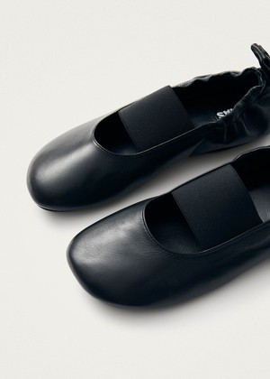 Sutton Black Leather Ballet Flats from Alohas