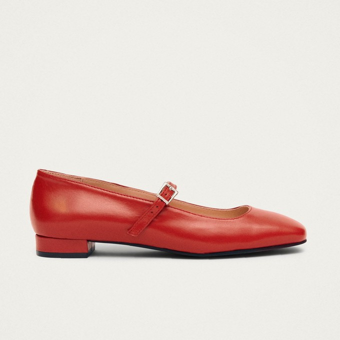 Por Do Sol Red Leather Ballet Flats from Alohas