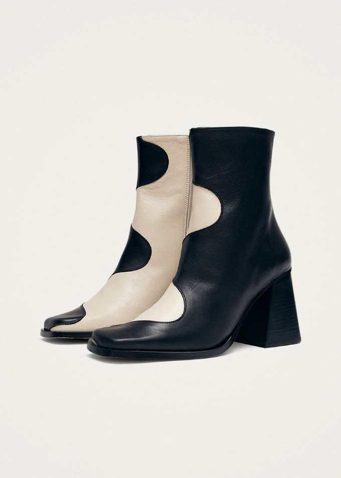 Project Cece Blair Bicolor Black Cream Ankle Boots