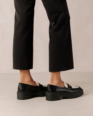 Mask Bicolor Black Vegan Leather Loafers from Alohas