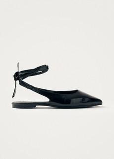 Ribbon Onix Black Leather Ballet Flats via Alohas