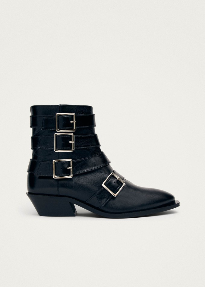 Eras Black Leather Ankle Boots from Alohas