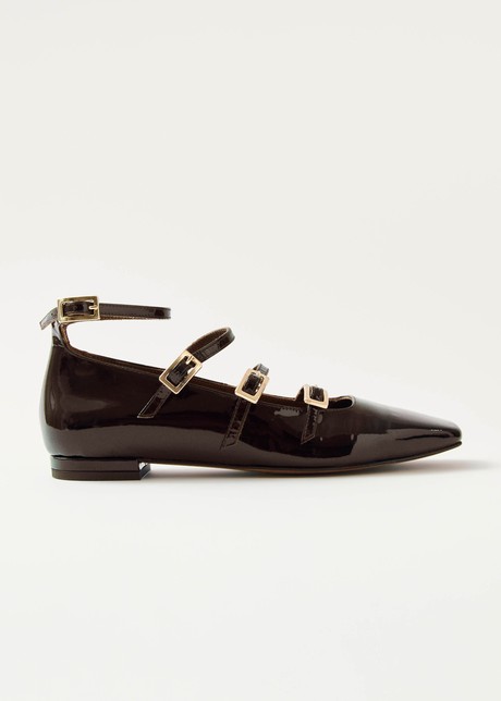 Luke Onix Coffee Brown Leather Ballet Flats from Alohas