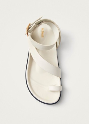 Myles White Leather Sandals from Alohas