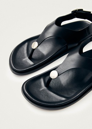 Harbor Black Leather Sandals from Alohas