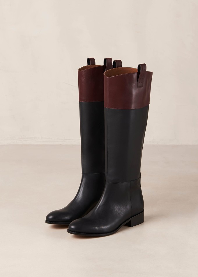 Billie Bicolor Black Burgundy Leather Boots from Alohas