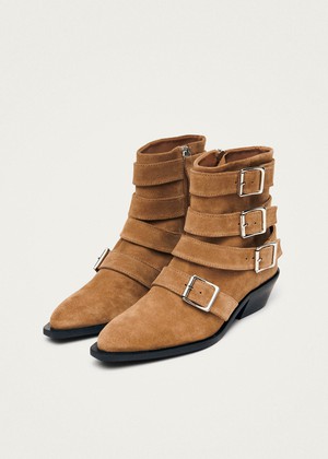 Eras Suede Tan Leather Ankle Boots from Alohas