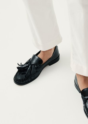 Marietta Onix Black Leather Loafers from Alohas