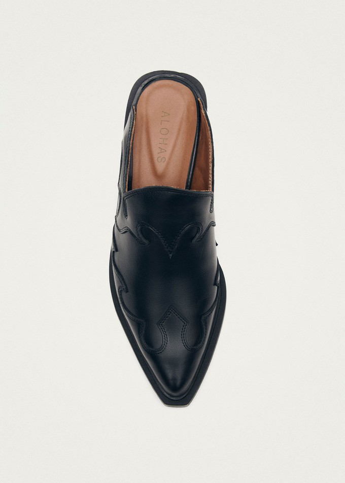 Weston Black Leather Mules from Alohas