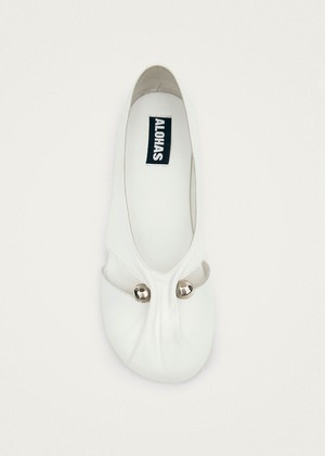 Ravena White Leather Ballet Flats from Alohas