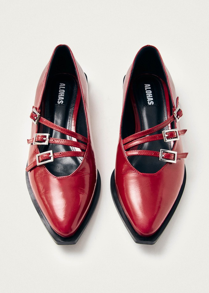 Jive Onix Red Leather Ballet Flats from Alohas