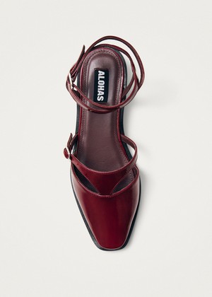 Aveline Burgundy Leather Ballet Flats from Alohas