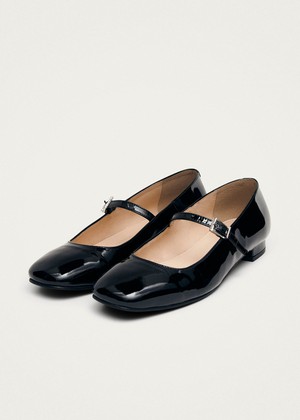 Por Do Sol Onix Black Leather Ballet Flats from Alohas