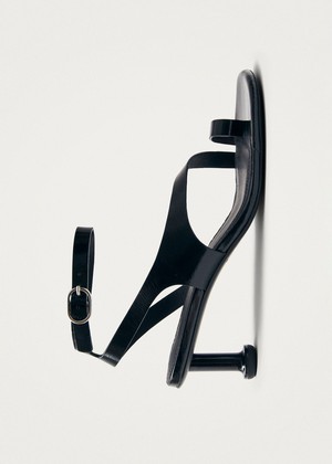 Miquela Onix Black Leather Sandals from Alohas