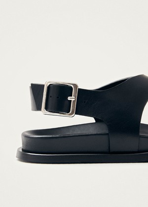 Harbor Black Leather Sandals from Alohas