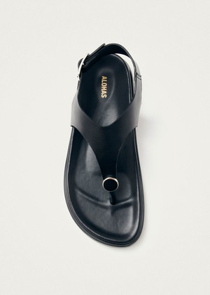 Harbor Black Leather Sandals from Alohas