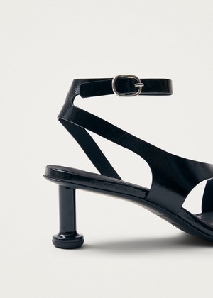 Miquela Onix Black Leather Sandals from Alohas