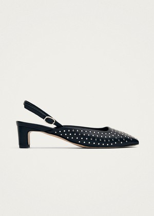 Lindy Studs Black Leather Pumps from Alohas