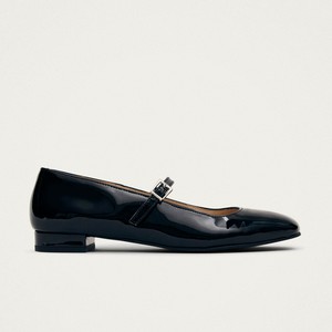 Por Do Sol Onix Black Leather Ballet Flats from Alohas