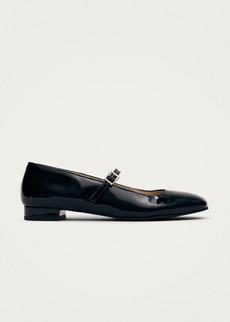 Por Do Sol Onix Black Leather Ballet Flats via Alohas