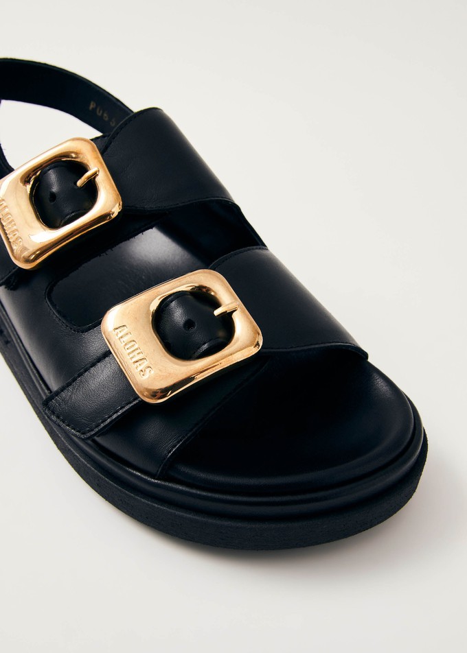 Daria Black Leather Sandals from Alohas