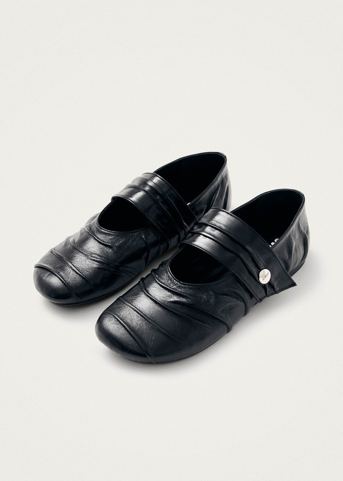 Shay Black Leather Ballet Flats from Alohas