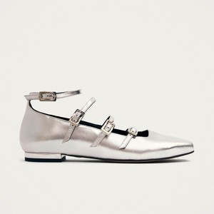 Luke Shimmer Silver Leather Ballet Flats from Alohas