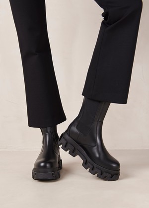 Anastasia Black Leather Ankle Boots from Alohas