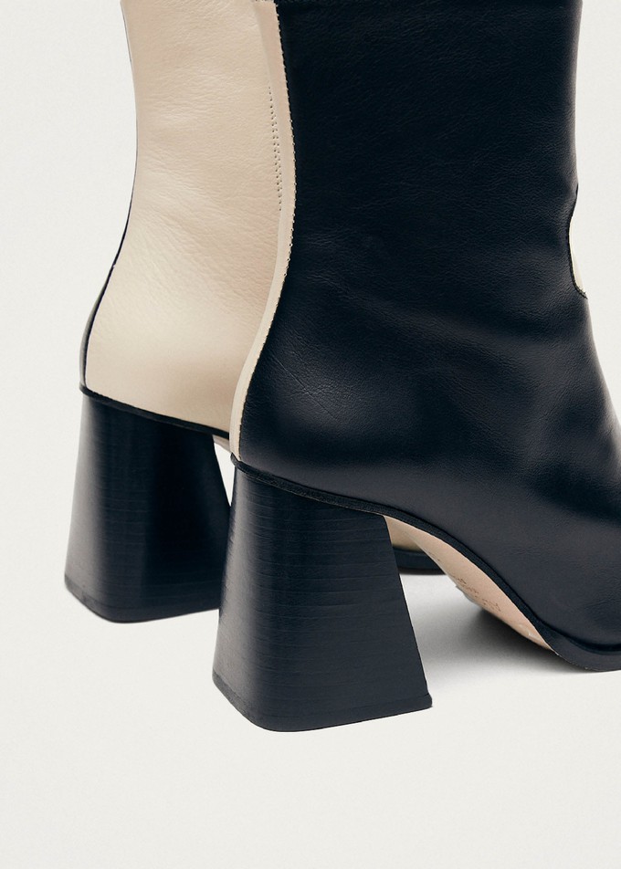 Project Cece Blair Bicolor Black Cream Ankle Boots