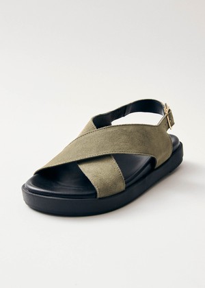 Nico Suede Khaki Leather Sandals from Alohas