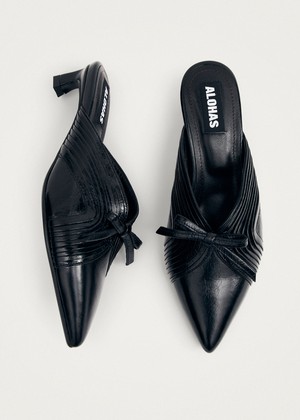 Gayle Black Leather Mules from Alohas