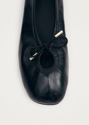 Rosalind Black Leather Ballet Flats from Alohas